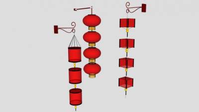 装饰红灯笼挂饰SU模型下载_sketchup草图大师SKP模型