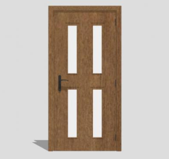 室内木单开门复合门SU模型下载_sketchup草图大师SKP模型