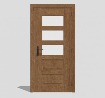 方格单开门木门SU模型下载_sketchup草图大师SKP模型