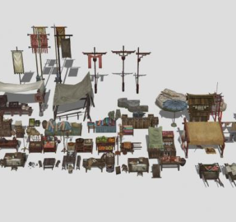 古代道具桌椅家具SU模型下载_sketchup草图大师SKP模型