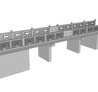 中式风格景观桥石桥SU模型下载_sketchup草图大师SKP模型
