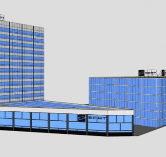 玻璃幕墙综合商业建筑楼SU模型下载_sketchup草图大师SKP模型