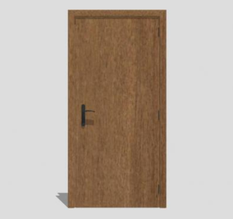 原木单开门SU模型下载_sketchup草图大师SKP模型