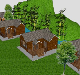 坡间小木屋精品SU模型下载_sketchup草图大师SKP模型