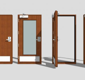 现代多款单开门木门SU模型下载_sketchup草图大师SKP模型