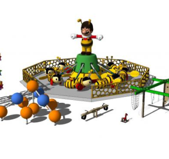 超级马里奥游乐设施风车SU模型下载_sketchup草图大师SKP模型