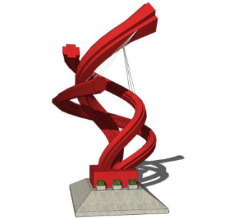 红色雕塑抽象结构SU模型下载_sketchup草图大师SKP模型