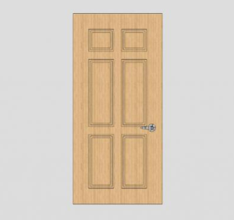 方格木质单开室内门SU模型下载_sketchup草图大师SKP模型