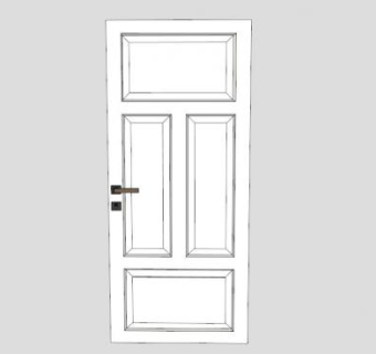 室内方格白色单开门SU模型下载_sketchup草图大师SKP模型