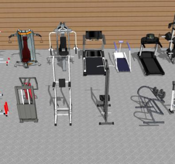 健身运动器材大全集合SU模型下载_sketchup草图大师SKP模型