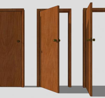 三款全木单开门SU模型下载_sketchup草图大师SKP模型