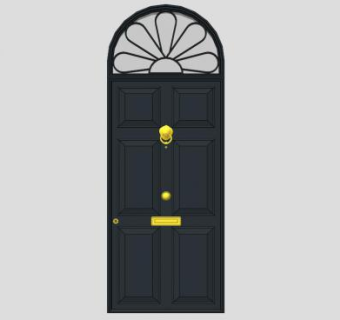 黑色欧式花纹单开门SU模型下载_sketchup草图大师SKP模型