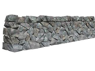 石块堆砌的石墙围墙SU模型下载_sketchup草图大师SKP模型