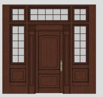 别墅木质单开复合门大门SU模型下载_sketchup草图大师SKP模型