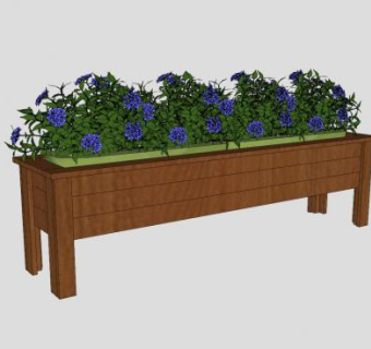 木质长方形花箱花槽SU模型下载_sketchup草图大师SKP模型