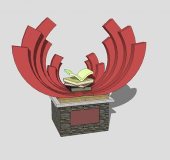 现代抽象雕塑张开双手SU模型下载_sketchup草图大师SKP模型
