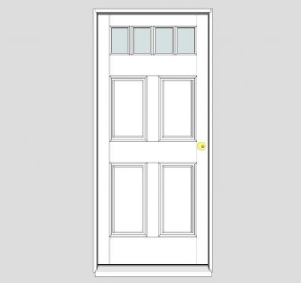 现代白色方格单开门SU模型下载_sketchup草图大师SKP模型