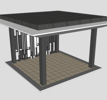 中式现代小亭子SU模型下载_sketchup草图大师SKP模型