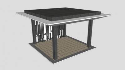中式现代小亭子SU模型下载_sketchup草图大师SKP模型