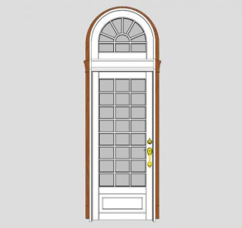 欧式白色玻璃单开门SU模型下载_sketchup草图大师SKP模型