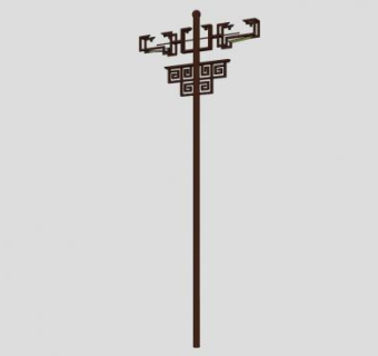 纯木质的新中式路灯SU模型下载_sketchup草图大师SKP模型