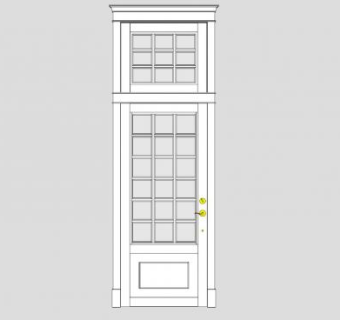白色玻璃方格单开室内门SU模型下载_sketchup草图大师SKP模型