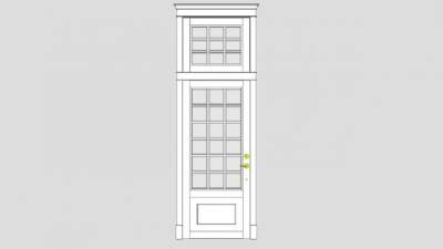 白色玻璃方格单开室内门SU模型下载_sketchup草图大师SKP模型