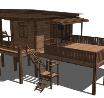 高脚木屋木房子SU模型下载_sketchup草图大师SKP模型