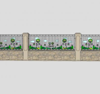 幼儿园花草景墙SU模型下载_sketchup草图大师SKP模型