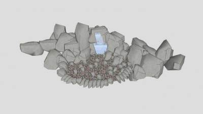 碎石小景观流水SU模型下载_sketchup草图大师SKP模型