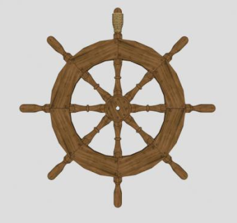 船方向盘船舵SU模型下载_sketchup草图大师SKP模型