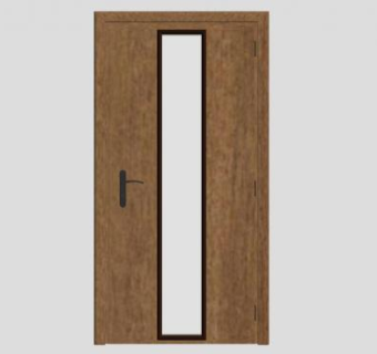 木质长方形单开门SU模型下载_sketchup草图大师SKP模型