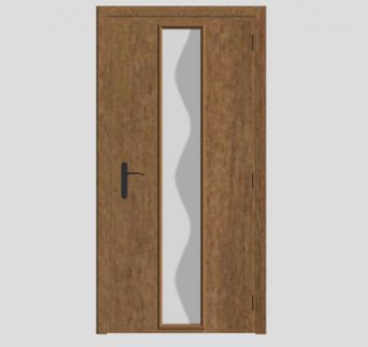 长方形玻璃木单开门SU模型下载_sketchup草图大师SKP模型