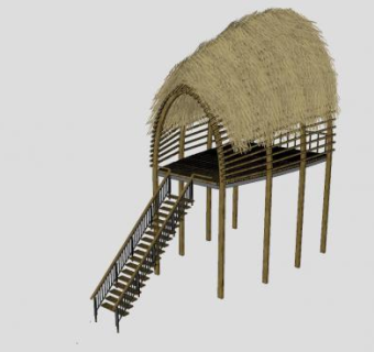 茅草观景亭SU模型下载_sketchup草图大师SKP模型