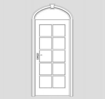 白色半圆门单开门SU模型下载_sketchup草图大师SKP模型