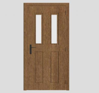 木质长方形玻璃单开门SU模型下载_sketchup草图大师SKP模型