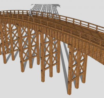 高脚木桥SU模型下载_sketchup草图大师SKP模型