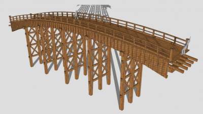 高脚木桥SU模型下载_sketchup草图大师SKP模型