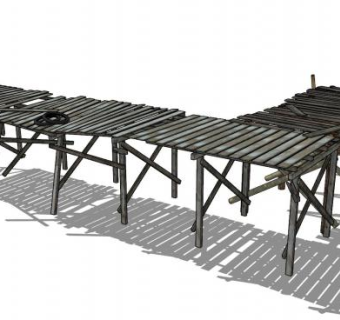 烂木桥码头SU模型下载_sketchup草图大师SKP模型