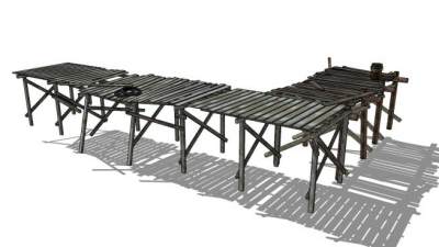 烂木桥码头SU模型下载_sketchup草图大师SKP模型