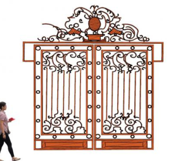 铁艺大门口精品SU模型下载_sketchup草图大师SKP模型