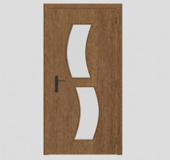 曲线玻璃木质单开门SU模型下载_sketchup草图大师SKP模型