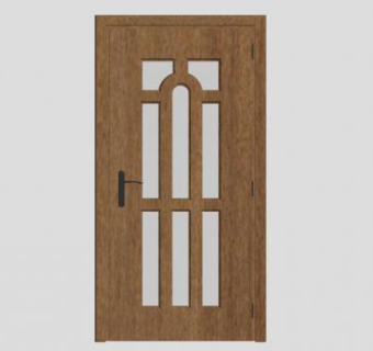 创意玻璃木质单开门SU模型下载_sketchup草图大师SKP模型