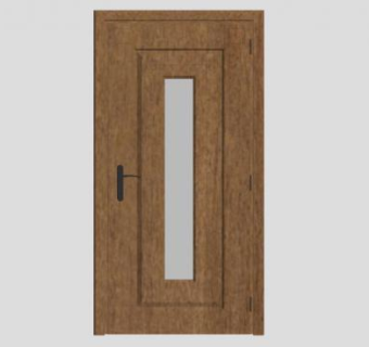 长方形玻璃木质单开门SU模型下载_sketchup草图大师SKP模型