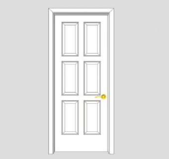 白色方格木质单开门SU模型下载_sketchup草图大师SKP模型