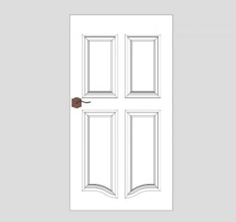 室内白色木单开门SU模型下载_sketchup草图大师SKP模型