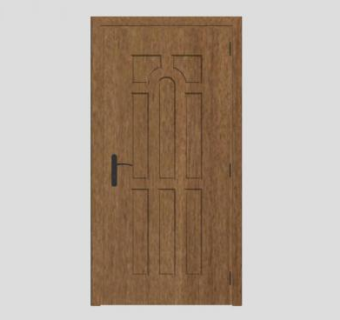 室内长方形木单开门SU模型下载_sketchup草图大师SKP模型