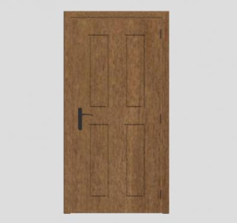 长方形方格木单开门SU模型下载_sketchup草图大师SKP模型