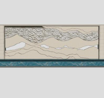 中式水景景墙SU模型下载_sketchup草图大师SKP模型