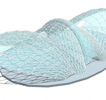异形弧面钢结构构筑物棚架SU模型下载_sketchup草图大师SKP模型